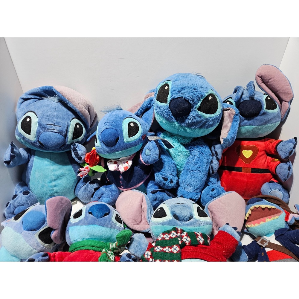 Disney Stitch Plush Lot Of 8 Kids Mixed Blue Stitch Collection Christmas Pirate - Picture 3 of 3